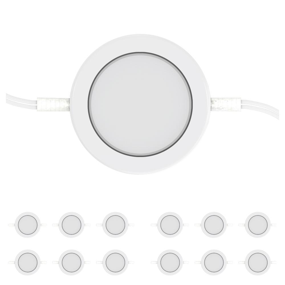 Swivel LED Puck Lights Kit with ETL List, Recessed or Surface Mount Design, CRI90, 3 - Piece Kit With 12V Adaptor & Touch Dimmer, Linkable, 3x3.5 Watts, 750 Lumens, White - LEDMyPlace