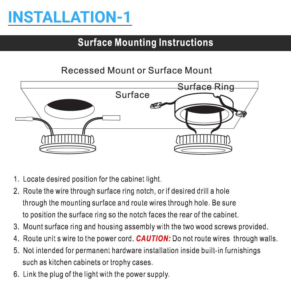 Swivel LED Puck Lights Kit with ETL List, Recessed or Surface Mount Design, CRI90, 3 - Piece Kit With 12V Adaptor & Touch Dimmer, Linkable, 3x3.5 Watts, 750 Lumens, White - LEDMyPlace