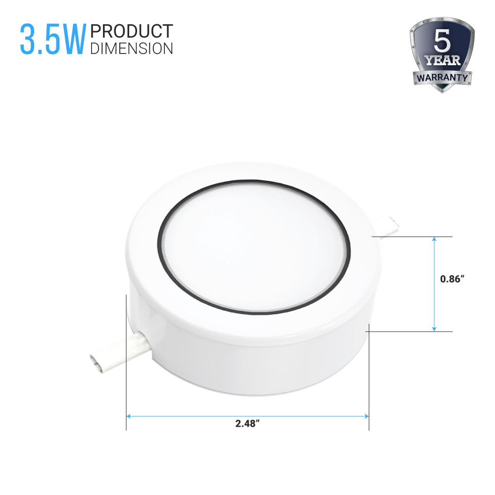 Swivel LED Puck Lights Kit with ETL List, Recessed or Surface Mount Design, CRI90, 3 - Piece Kit With 12V Adaptor & Touch Dimmer, Linkable, 3x3.5 Watts, 750 Lumens, White - LEDMyPlace