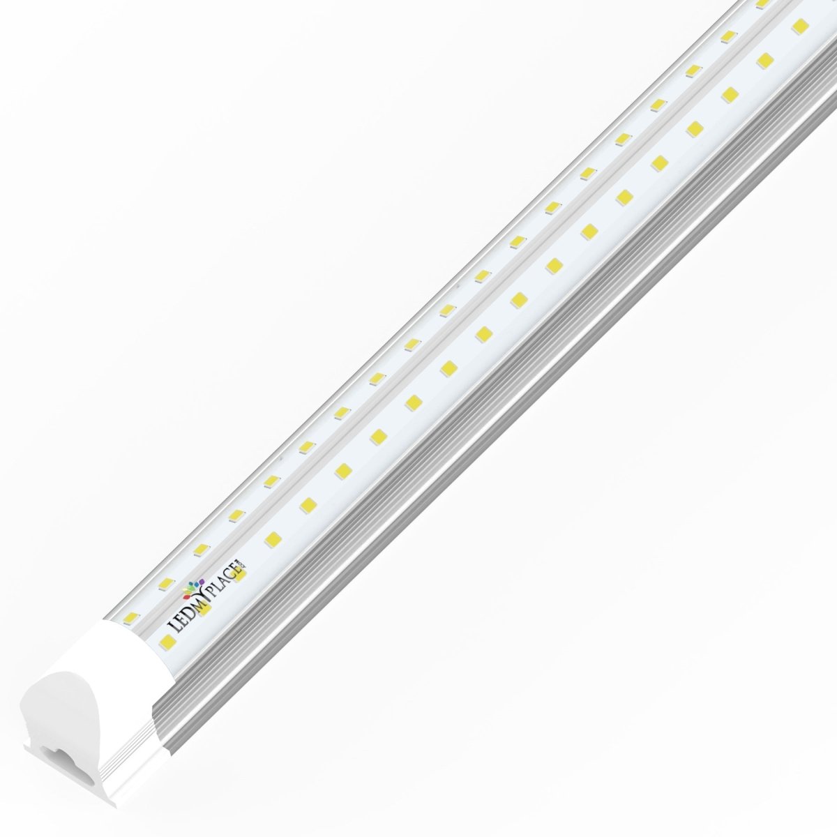 T8 4ft Integrated LED Tube Light 22W V Shape 2 Row 5000K Clear, Plug and Play, Linkable 4ft LED Shop Light - LEDMyPlace