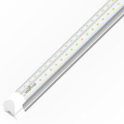 T8 4ft Integrated LED Tube Light 22W V Shape 2 Row 5000K Clear,  Plug and Play, Linkable 4ft LED Shop Light