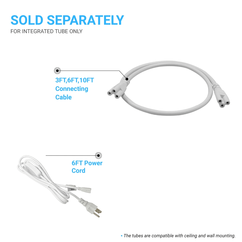 T8 4ft Integrated LED Tube Light 22W V Shape 2 Row 6500K Clear, Linkable, Plug and Play, 4ft LED Shop Light - LEDMyPlace