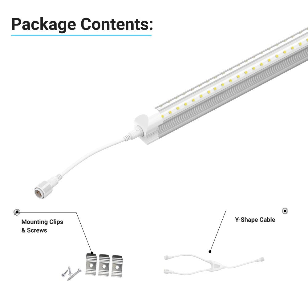 T8 4ft LED Freezer/Cooler Tube Light V Shape 18w 5000k Clear - Walk - in Cooler Light - LEDMyPlace