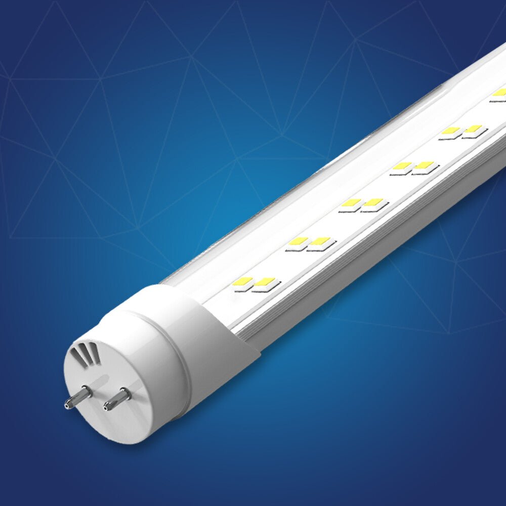 T8 4ft LED Tube/Bulb - 22W 3000 Lumens 5000K Clear, 2 - Row, Double Ended Power - Ballast Bypass - LEDMyPlace