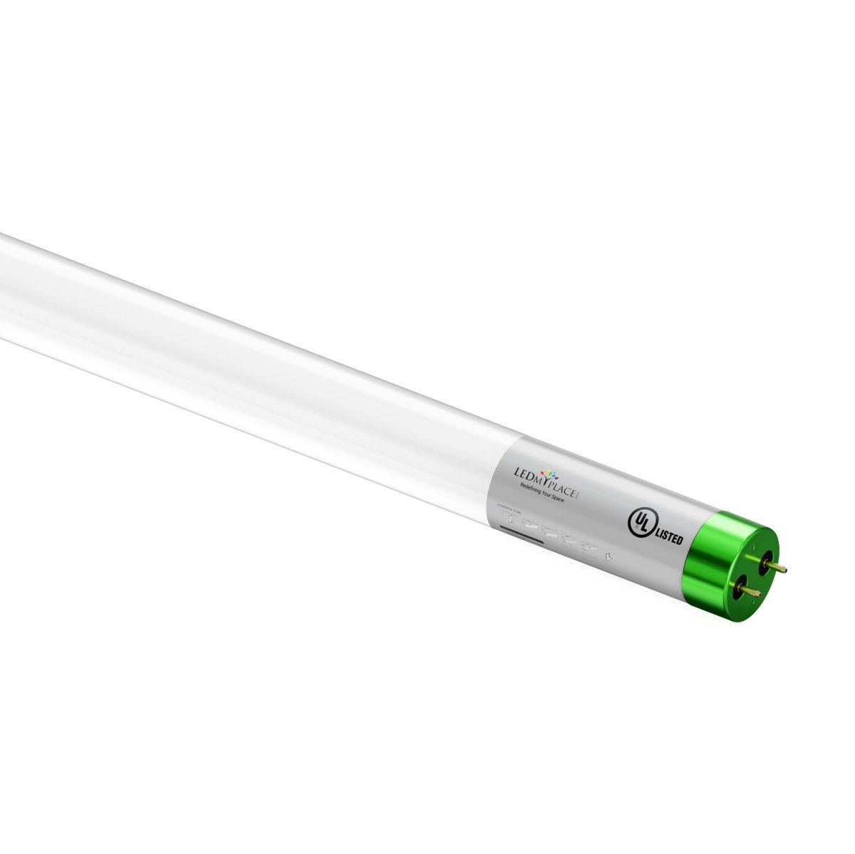 T8 4ft LED Tube/Bulb - Glass 18W 1800 Lumens 4000K Frosted, Single Ended Power - Ballast Bypass - LEDMyPlace