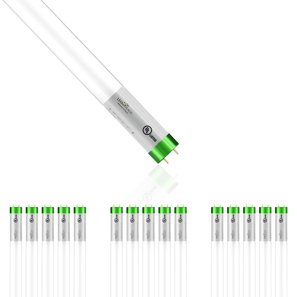 T8 4ft LED Tube/Bulb - Glass 18W 1800 Lumens 4000K Frosted, Single Ended Power - Ballast Bypass - LEDMyPlace