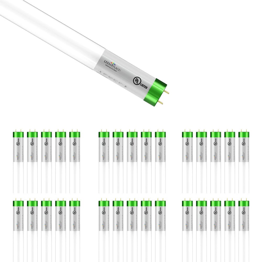 T8 4ft LED Tube/Bulb - Glass 18W 1800 Lumens 4000K Frosted, Single Ended Power - Ballast Bypass - LEDMyPlace