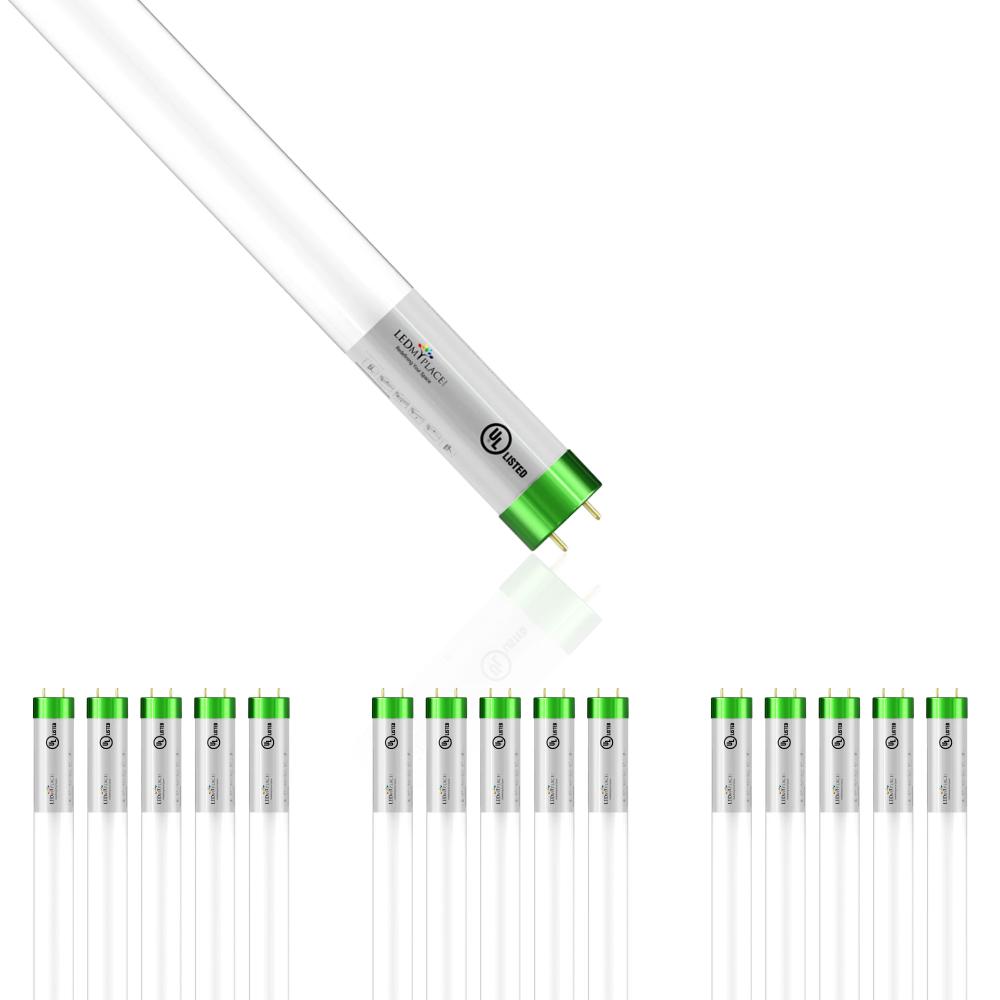 T8 4ft LED Tube/Bulb - Glass 18W 1800 Lumens 5000K Frosted, G13 Base, Single Ended Power - Ballast Bypass - LEDMyPlace