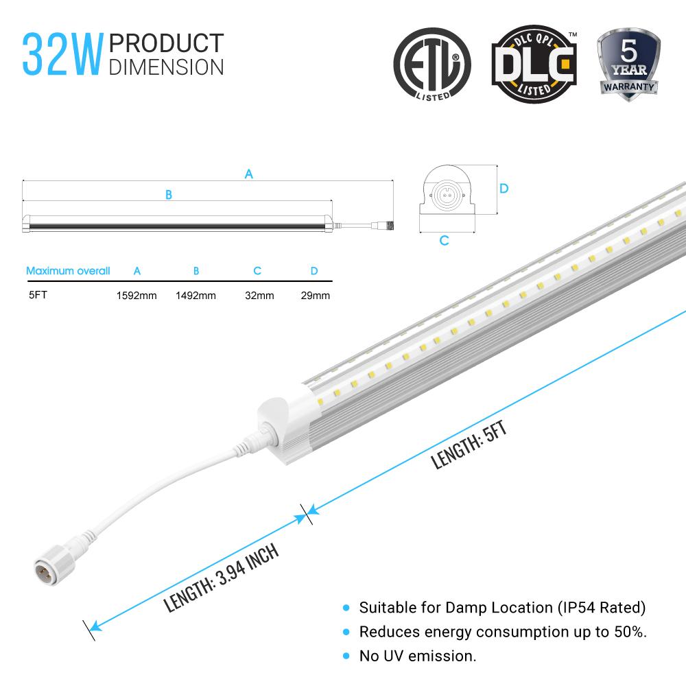 T8 5ft LED Freezer/Cooler Tube Light, V Shape, 36W 5000K, Clear, Refrigerator LED Light - Walk - in Cooler Light - LEDMyPlace