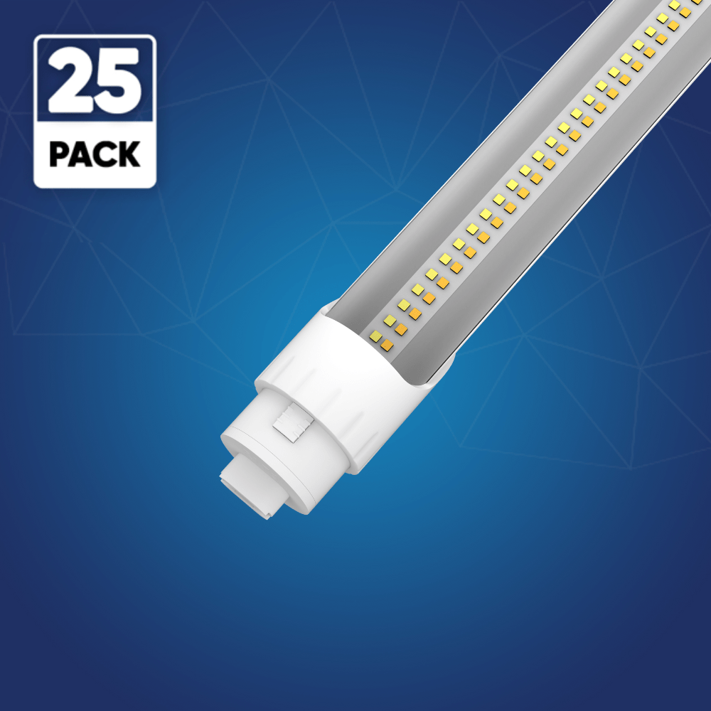 T8 8ft LED Tube/Bulb - 32/36/40/48W Wattage Adjustable, 130lm/w, 3000K/4000K/5000K/6500K CCT Changeable, Clear, R17D Base, - Ballast Bypass - LEDMyPlace