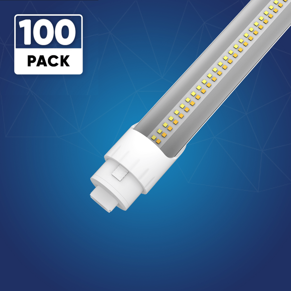 T8 8ft LED Tube/Bulb - 32/36/40/48W Wattage Adjustable, 130lm/w, 3000K/4000K/5000K/6500K CCT Changeable, Clear, R17D Base, - Ballast Bypass - LEDMyPlace