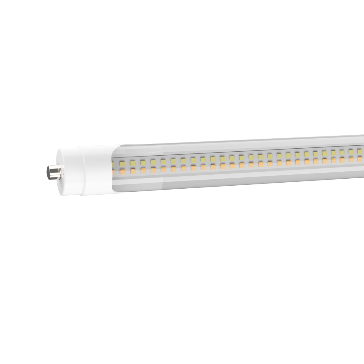 T8 8ft LED Tube/Bulb - 48w/40w/36w/32w Wattage Adjustable, 130lm/w, 3000k/4000k/5000k/6500k CCT Changeable, Clear, FA8 Single Pin, Double End Power - Ballast Bypass - LEDMyPlace