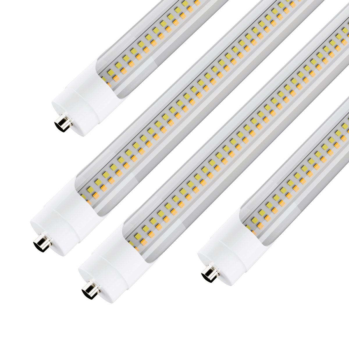 T8 8ft LED Tube/Bulb - 48w/40w/36w/32w Wattage Adjustable, 130lm/w, 3000k/4000k/5000k/6500k CCT Changeable, Clear, FA8 Single Pin, Double End Power - Ballast Bypass - LEDMyPlace