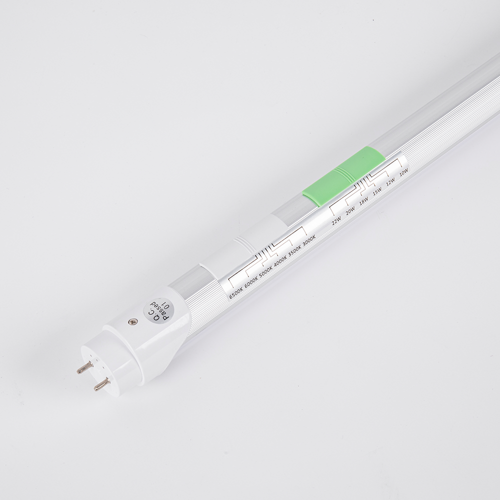 Hybrid T8 4ft LED Tube/Bulb - 22w/20w/18w/15w/12w/10w Wattage Adjustable, 130lm/w, 3000k/3500k/4000k/5000k/ 6000k/6500k CCT Changeable, Clear, Base G13, Single End/Double End Power - Ballast Compatible or Bypass
