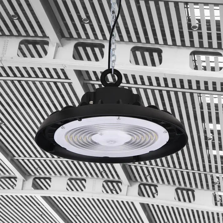 UFO LED High Bay Light 150/120/100 Watt Adjustable, 4000K Cool White, 150LM/W-155LM/W, 120-277VAC, IP65, UL, DLC Listed, 1-10V Dim, For LED Warehouse Lighting Retail Workshop Garage Factory Barn Lighting