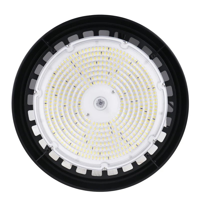 UFO LED High Bay Light 240W/220W/200W Wattage Adjustable, 4000K, 150 LM/W, DLC Premium 1 - 10V Dimmable, AC120 - 277V, Commercial LED Light for Barn Workshop Warehouse Gym Airport Lights - LEDMyPlace