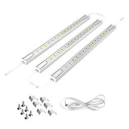 Under Cabinet LED Lighting Kit, Direct Plug-In, 12 Inch, Linkable LED Light Bar, 3-Piece Kit, 3x3.6Watt 330 LM,White - Under Counter Lights for Kitchen,Desk,Wardrobe,Closets ,Cupboard