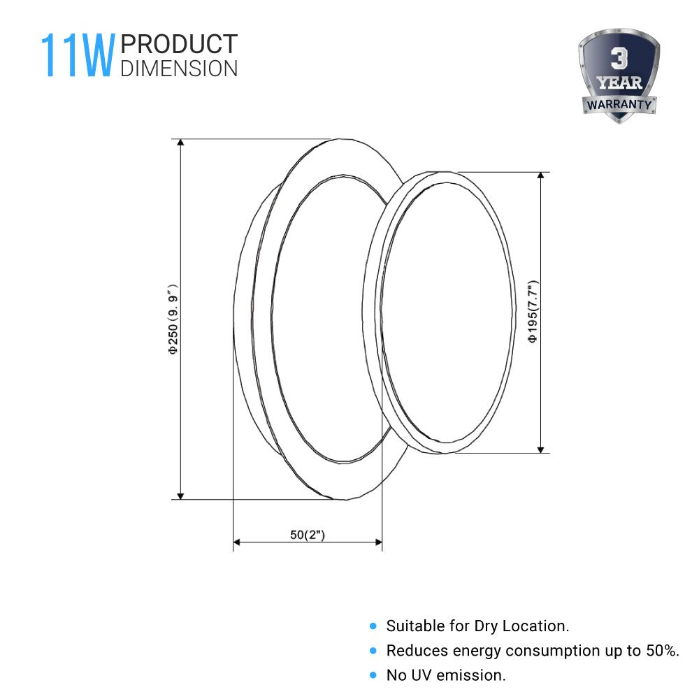 Unique Circular LED Wall Sconce, 11W, 3000K, Diameter 9.9 inch, Modern Round Lamp - LEDMyPlace