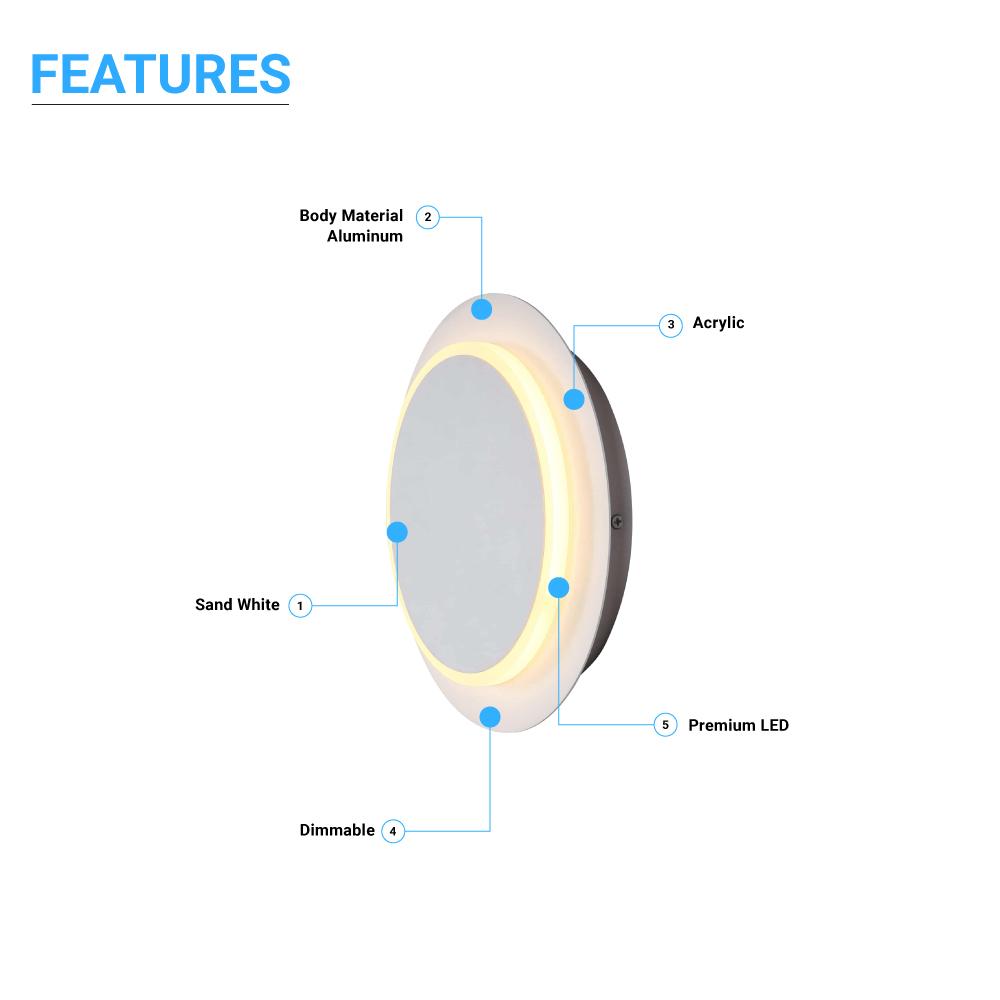 Unique Circular LED Wall Sconce, 11W, 3000K, Diameter 9.9 inch, Modern Round Lamp - LEDMyPlace