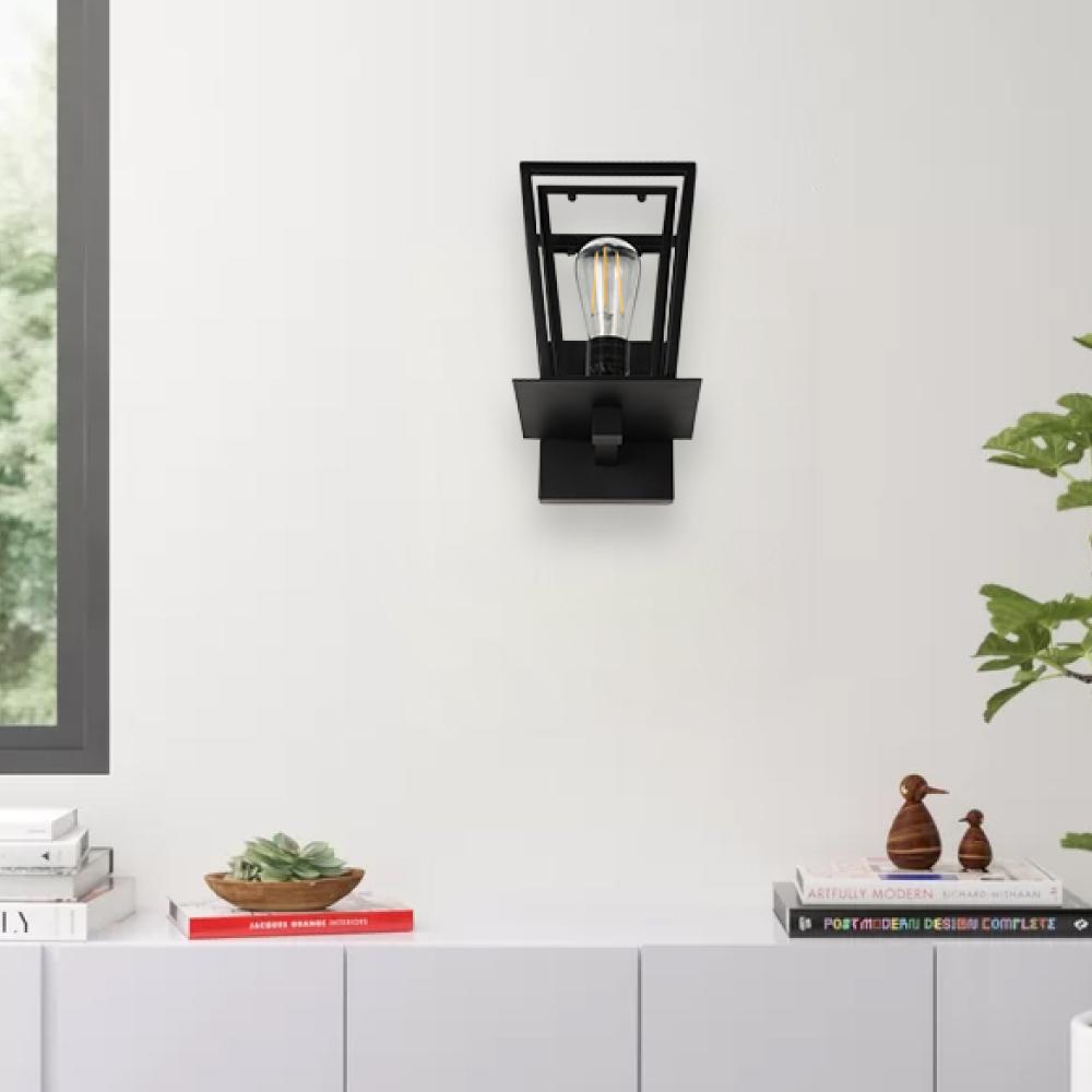 Wall Sconce Fixture, UL Listed for Damp Location, E26 Socket Wall Lamp, Matte Black Finish, Hallway Light Fixtures - LEDMyPlace