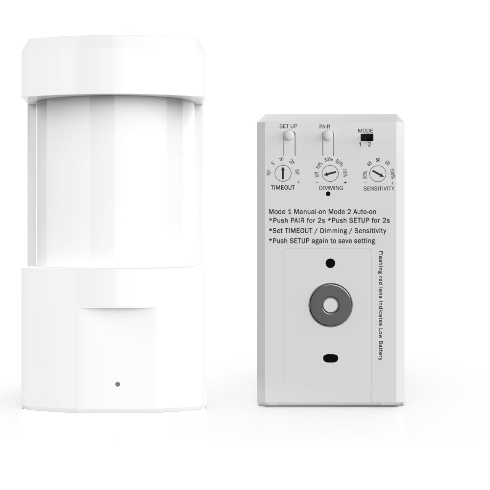 Wireless wall mount PIR Occupancy/ Vacancy Sensor with switch Manually Turn on/off and Dim Command