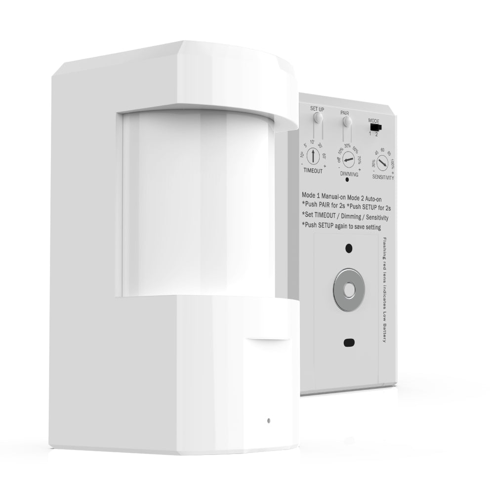 Wireless wall mount PIR Occupancy/ Vacancy Sensor with switch Manually Turn on/off and Dim Command - LEDMyPlace