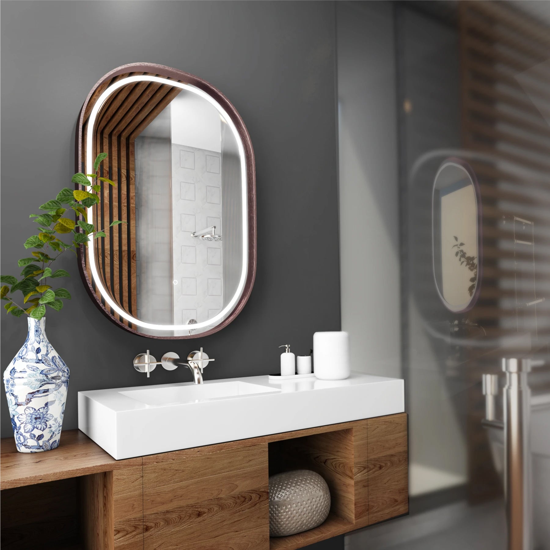 24 in. X 36 in. LED Lighted Bathroom Vanity Mirror with Rose Gold Fram –  LEDMyPlace