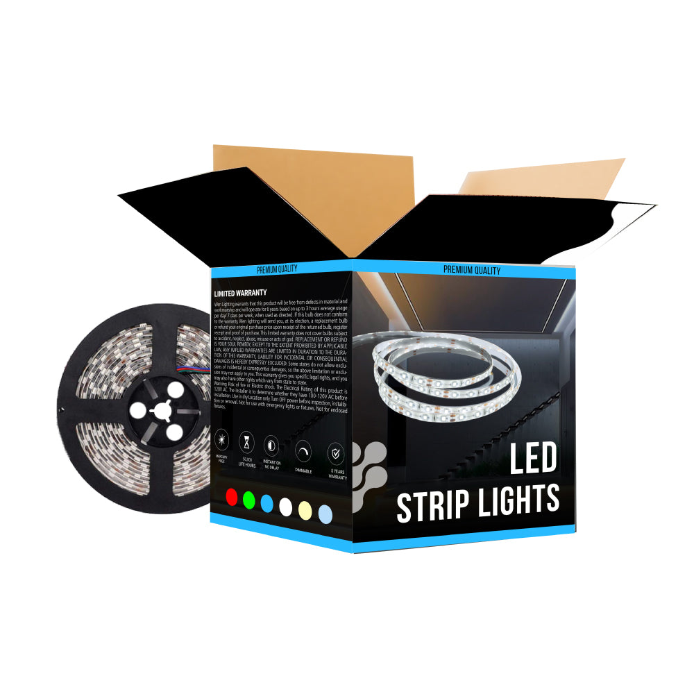 Outdoor Waterproof RGB LED Strip Lights, IP65 16.4ft, 12V, 1365LM, UL, Rohs Listed, LED Lights for Bedroom, Kitchen, Home