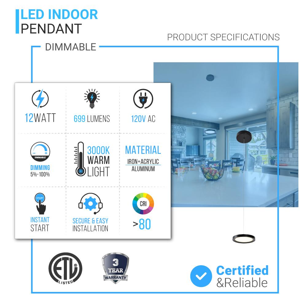 12w-3000k-led-round-pendant-mount-direct-down-light