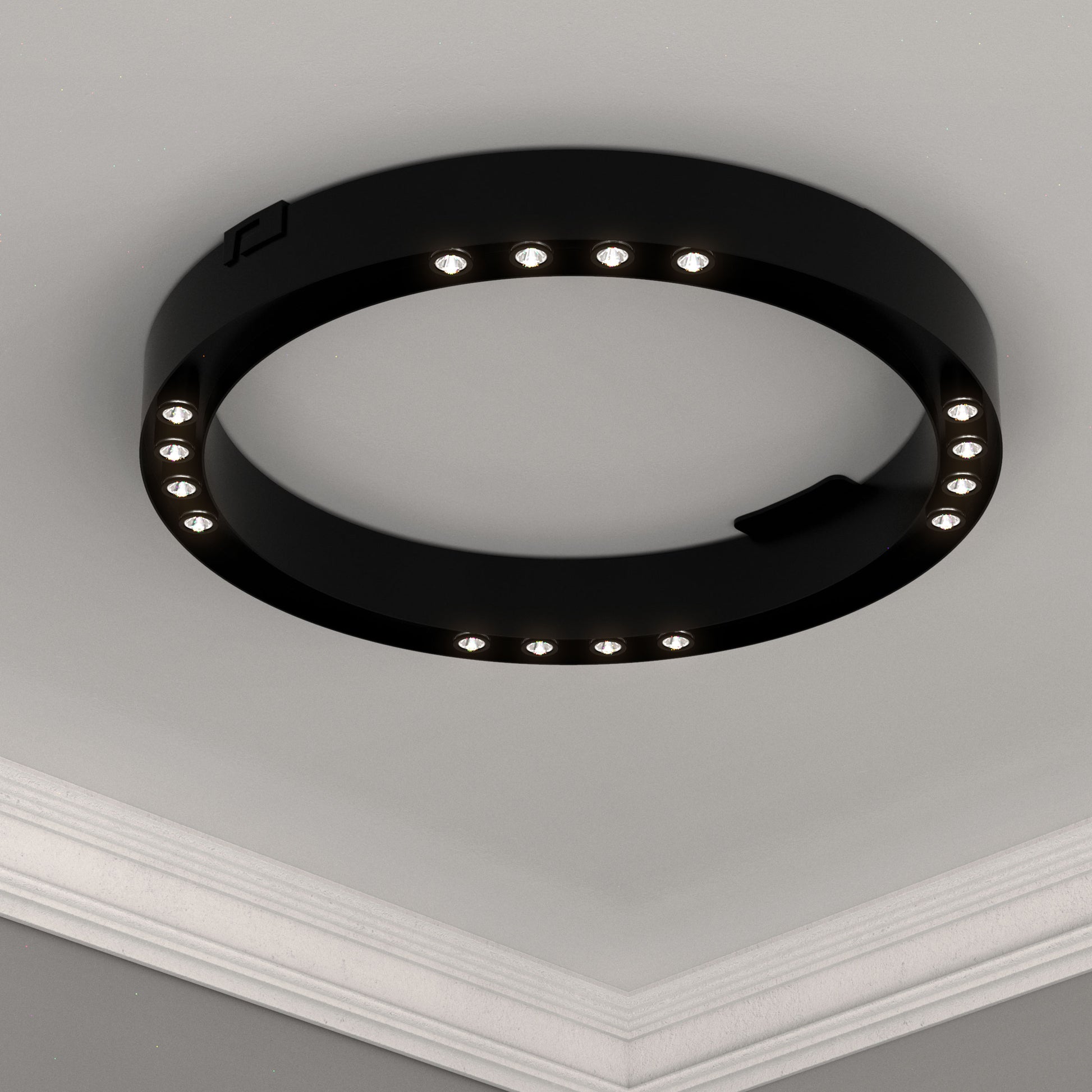 Modern Semi Flush Mount Lighting Black Ceiling Light Fixture LED Ring