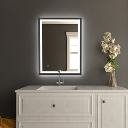 Frontlit/Backlit LED Lighted Bathroom Vanity Mirror with Frame, Anti-Fog, Touch Button, CRI 90+, Adjustable CCT & Memory, Magnum Style