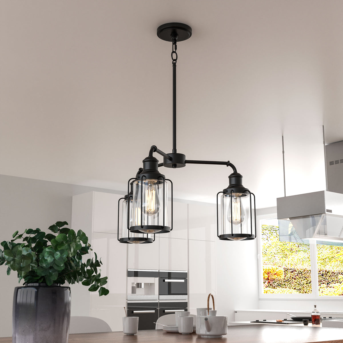 3-Light Birdcage Chandelier Lighting Fixture, Kitchen Island Light Fix ...