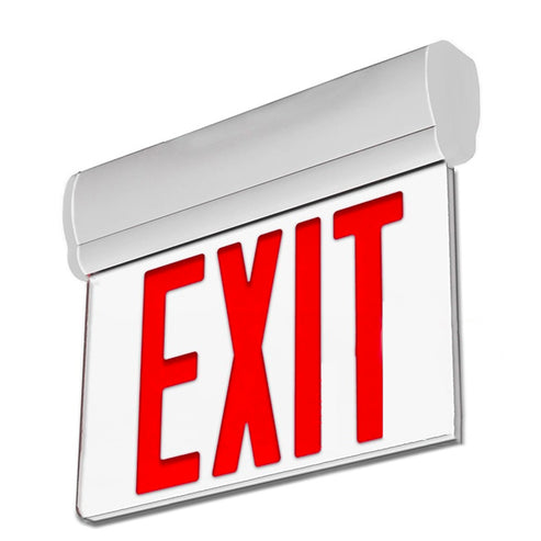 Edge Lit Red LED Exit Sign, 3W , Red, UL,CUL Listed, AC120-277V, Surfa