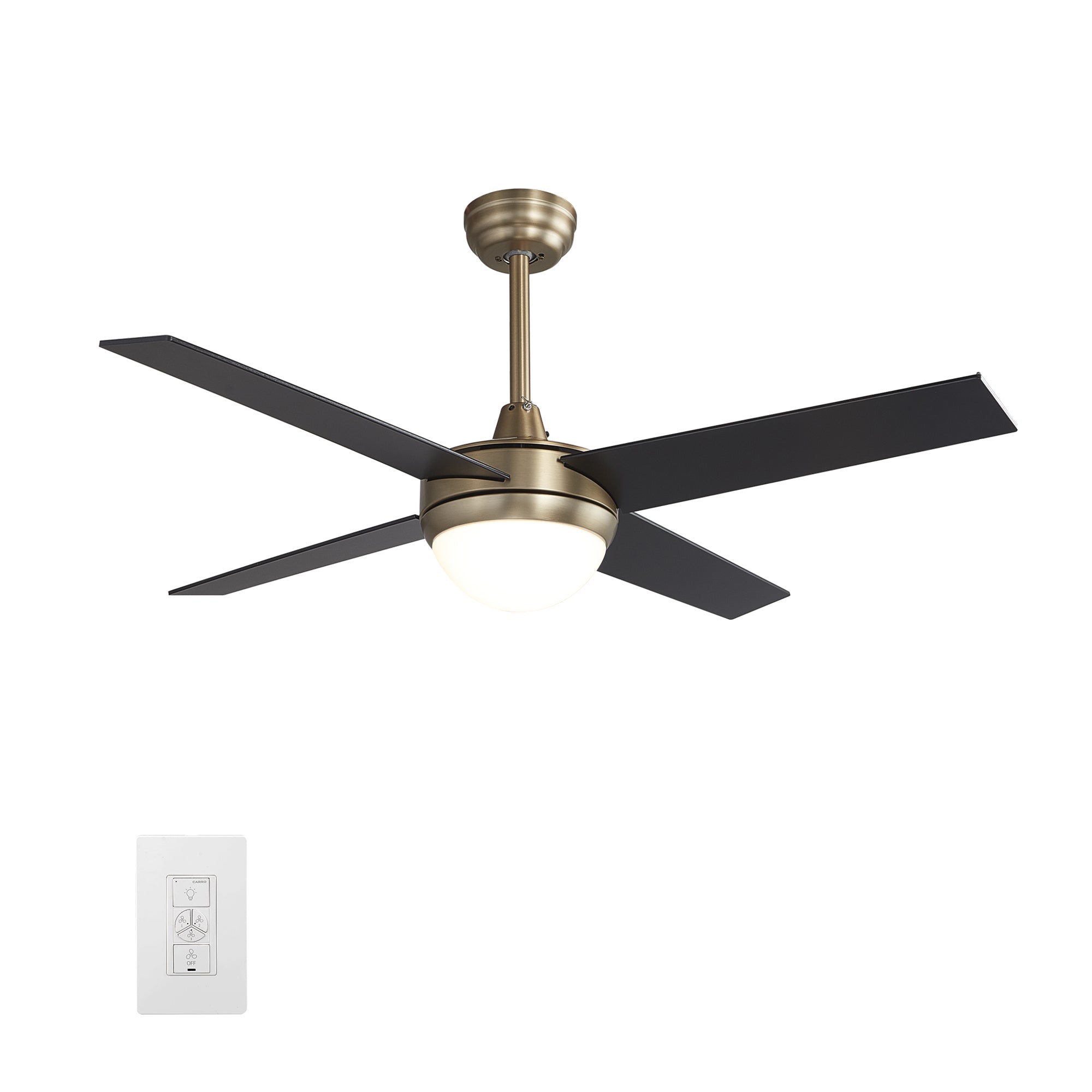 Neva 52 Inch 4-Blade Best Smart Ceiling Fan With Led Light Kit & Best Smart Wall Switch - Gold/Black