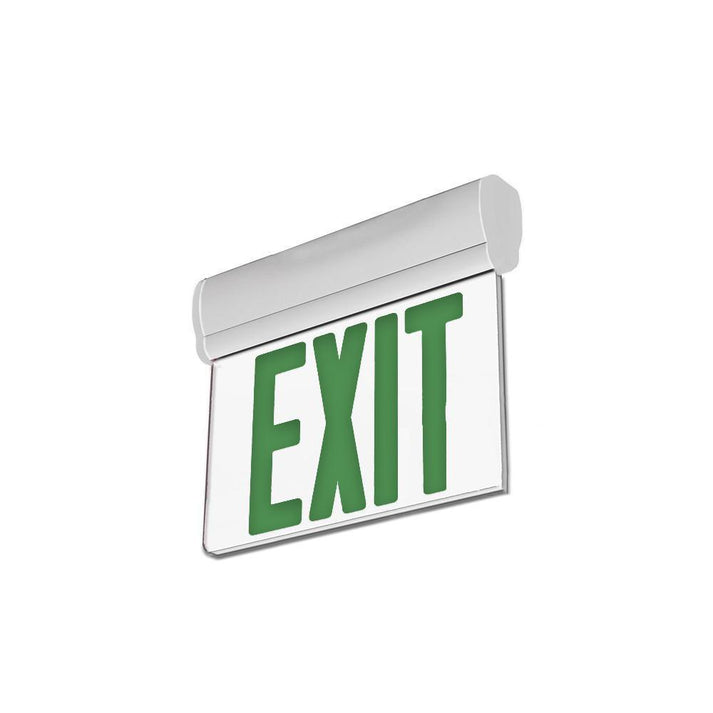 Edge Lit Green LED Exit Sign, 3W , 100-277 VAC, UL,CUL Listed, 90-min