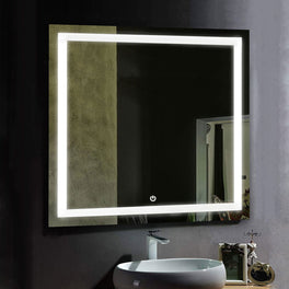 36 in. X 36 in. LED Lighted Bathroom Vanity Mirror, Anti Fog, CRI 90+, Adjustable Color Temperature & Remembrance, Makeup Mirror, Touch Button, Inner Window Style